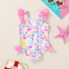 imageYOUNGER TREE Toddler Baby Girls Swimsuit Infant One Piece Bathing Suits Cute Dinosaur Beach Wear Sunsuit Ruffle SwimwearFlamingoruffles