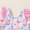 imageYOUNGER TREE Toddler Baby Girls Swimsuit Infant One Piece Bathing Suits Cute Dinosaur Beach Wear Sunsuit Ruffle SwimwearFlamingoruffles