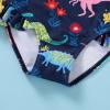 imageYOUNGER TREE Toddler Baby Girls Swimsuit Infant One Piece Bathing Suits Cute Dinosaur Beach Wear Sunsuit Ruffle SwimwearNavy Blue