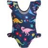 imageYOUNGER TREE Toddler Baby Girls Swimsuit Infant One Piece Bathing Suits Cute Dinosaur Beach Wear Sunsuit Ruffle SwimwearNavy Blue