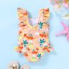 imageYOUNGER TREE Toddler Baby Girls Swimsuit Infant One Piece Bathing Suits Cute Dinosaur Beach Wear Sunsuit Ruffle SwimwearOrange  Dinosaur