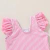 imageYOUNGER TREE Toddler Baby Girls Swimsuit Infant One Piece Bathing Suits Cute Dinosaur Beach Wear Sunsuit Ruffle SwimwearPink Stripesruffle