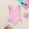 imageYOUNGER TREE Toddler Baby Girls Swimsuit Infant One Piece Bathing Suits Cute Dinosaur Beach Wear Sunsuit Ruffle SwimwearPink Stripesruffle