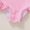 imageYOUNGER TREE Toddler Baby Girls Swimsuit Infant One Piece Bathing Suits Cute Dinosaur Beach Wear Sunsuit Ruffle SwimwearPink Stripesruffle