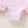 imageYOUNGER TREE Toddler Baby Girls Swimsuit Infant One Piece Bathing Suits Cute Dinosaur Beach Wear Sunsuit Ruffle SwimwearPink Stripesruffles