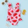 imageYOUNGER TREE Toddler Baby Girls Swimsuit Infant One Piece Bathing Suits Cute Dinosaur Beach Wear Sunsuit Ruffle SwimwearPink Watermelon