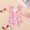 imageYOUNGER TREE Toddler Baby Girls Swimsuit Infant One Piece Bathing Suits Cute Dinosaur Beach Wear Sunsuit Ruffle SwimwearPink and Colorful Flowers