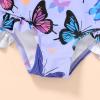 imageYOUNGER TREE Toddler Baby Girls Swimsuit Infant One Piece Bathing Suits Cute Dinosaur Beach Wear Sunsuit Ruffle SwimwearPurple Butterfly