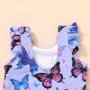 imageYOUNGER TREE Toddler Baby Girls Swimsuit Infant One Piece Bathing Suits Cute Dinosaur Beach Wear Sunsuit Ruffle SwimwearPurple Butterfly