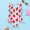 imageYOUNGER TREE Toddler Baby Girls Swimsuit Infant One Piece Bathing Suits Cute Dinosaur Beach Wear Sunsuit Ruffle SwimwearStrawberryflowers