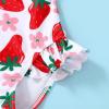 imageYOUNGER TREE Toddler Baby Girls Swimsuit Infant One Piece Bathing Suits Cute Dinosaur Beach Wear Sunsuit Ruffle SwimwearStrawberryflowers