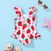imageYOUNGER TREE Toddler Baby Girls Swimsuit Infant One Piece Bathing Suits Cute Dinosaur Beach Wear Sunsuit Ruffle SwimwearStrawberryflowers