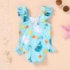 imageYOUNGER TREE Toddler Baby Girls Swimsuit Infant One Piece Bathing Suits Cute Dinosaur Beach Wear Sunsuit Ruffle SwimwearWhaleblue