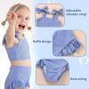 imageYOUNGER TREE Toddler Baby Girls Swimsuit Two Piece Solid Color Stripe Swimwear Summer Beach Bikini Bathing Suit 18M6TBlue