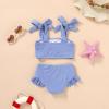 imageYOUNGER TREE Toddler Baby Girls Swimsuit Two Piece Solid Color Stripe Swimwear Summer Beach Bikini Bathing Suit 18M6TBlue