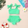 imageYOUNGER TREE Toddler Baby Girls Swimsuit Two Piece Solid Color Stripe Swimwear Summer Beach Bikini Bathing Suit 18M6TGreen