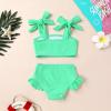imageYOUNGER TREE Toddler Baby Girls Swimsuit Two Piece Solid Color Stripe Swimwear Summer Beach Bikini Bathing Suit 18M6TGreen