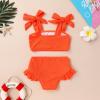 imageYOUNGER TREE Toddler Baby Girls Swimsuit Two Piece Solid Color Stripe Swimwear Summer Beach Bikini Bathing Suit 18M6TOrange