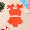 imageYOUNGER TREE Toddler Baby Girls Swimsuit Two Piece Solid Color Stripe Swimwear Summer Beach Bikini Bathing Suit 18M6TOrange