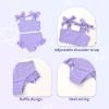imageYOUNGER TREE Toddler Baby Girls Swimsuit Two Piece Solid Color Stripe Swimwear Summer Beach Bikini Bathing Suit 18M6TPurple
