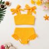 imageYOUNGER TREE Toddler Baby Girls Swimsuit Two Piece Solid Color Stripe Swimwear Summer Beach Bikini Bathing Suit 18M6TYellow