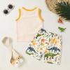 imageYOUNGER TREE Toddler Baby boy summer clothes Beaches Love Me Sleeveless Vest TopsShorts Kid Casual outfitsBeige Dinosaur