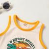 imageYOUNGER TREE Toddler Baby boy summer clothes Beaches Love Me Sleeveless Vest TopsShorts Kid Casual outfitsBeige Dinosaur