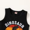 imageYOUNGER TREE Toddler Baby boy summer clothes Beaches Love Me Sleeveless Vest TopsShorts Kid Casual outfitsBlack Dinosaur