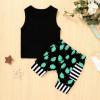imageYOUNGER TREE Toddler Baby boy summer clothes Beaches Love Me Sleeveless Vest TopsShorts Kid Casual outfitsGreen