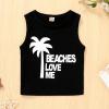 imageYOUNGER TREE Toddler Baby boy summer clothes Beaches Love Me Sleeveless Vest TopsShorts Kid Casual outfitsGreen