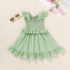 imageYOUNGER TREE Toddler Dress Baby Girls Cotton Ruffle Sleeveless Summer Dresses Kids Boho Beach Casual SundressGreen