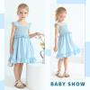 imageYOUNGER TREE Toddler Dress Baby Girls Cotton Ruffle Sleeveless Summer Dresses Kids Boho Beach Casual SundressGrey Blue
