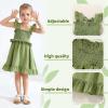 imageYOUNGER TREE Toddler Dress Baby Girls Cotton Ruffle Sleeveless Summer Dresses Kids Boho Beach Casual SundressLight Green