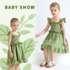 imageYOUNGER TREE Toddler Dress Baby Girls Cotton Ruffle Sleeveless Summer Dresses Kids Boho Beach Casual SundressLight Green