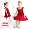 imageYOUNGER TREE Toddler Dress Baby Girls Cotton Ruffle Sleeveless Summer Dresses Kids Boho Beach Casual SundressRed