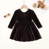 imageYOUNGER TREE Toddler Fall Dress Girl Winter Clothes Long Sleeve Velvet Dresses Princess Party OutfitsBlack Brown