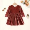 imageYOUNGER TREE Toddler Fall Dress Girl Winter Clothes Long Sleeve Velvet Dresses Princess Party OutfitsDeep Pink Dress
