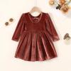 imageYOUNGER TREE Toddler Fall Dress Girl Winter Clothes Long Sleeve Velvet Dresses Princess Party OutfitsDeep Pink Dress