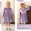 imageYOUNGER TREE Toddler Fall Dress Girl Winter Clothes Long Sleeve Velvet Dresses Princess Party OutfitsPurple Dress