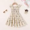 imageYOUNGER TREE Toddler Girl Dress Baby Girls Summer Clothes Ruffle Sleeve Floral Smock Beach Boho Dresses SundressKhaki Floral