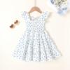 imageYOUNGER TREE Toddler Girl Dress Baby Girls Summer Clothes Ruffle Sleeve Floral Smock Beach Boho Dresses SundressWhite Dress Blue Floral