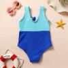 imageYOUNGER TREE Toddler Girl One Piece Swimsuit Color Block Stripe Swimwear Summer Beach Bathing Suit 12M5TBlue Color Blockbowknot