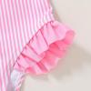 imageYOUNGER TREE Toddler Girl One Piece Swimsuit Color Block Stripe Swimwear Summer Beach Bathing Suit 12M5TBowknotpink Stripes