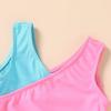 imageYOUNGER TREE Toddler Girl One Piece Swimsuit Color Block Stripe Swimwear Summer Beach Bathing Suit 12M5TBright Green1