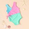 imageYOUNGER TREE Toddler Girl One Piece Swimsuit Color Block Stripe Swimwear Summer Beach Bathing Suit 12M5TBright Green1