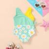 imageYOUNGER TREE Toddler Girl One Piece Swimsuit Color Block Stripe Swimwear Summer Beach Bathing Suit 12M5TBrilliant Daisies