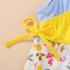 imageYOUNGER TREE Toddler Girl One Piece Swimsuit Color Block Stripe Swimwear Summer Beach Bathing Suit 12M5TCoral Red Flower