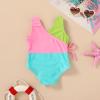 imageYOUNGER TREE Toddler Girl One Piece Swimsuit Color Block Stripe Swimwear Summer Beach Bathing Suit 12M5TDoughnut Color Block