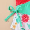 imageYOUNGER TREE Toddler Girl One Piece Swimsuit Color Block Stripe Swimwear Summer Beach Bathing Suit 12M5TGreen Pink Flower