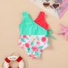imageYOUNGER TREE Toddler Girl One Piece Swimsuit Color Block Stripe Swimwear Summer Beach Bathing Suit 12M5TGreen Pink Flower